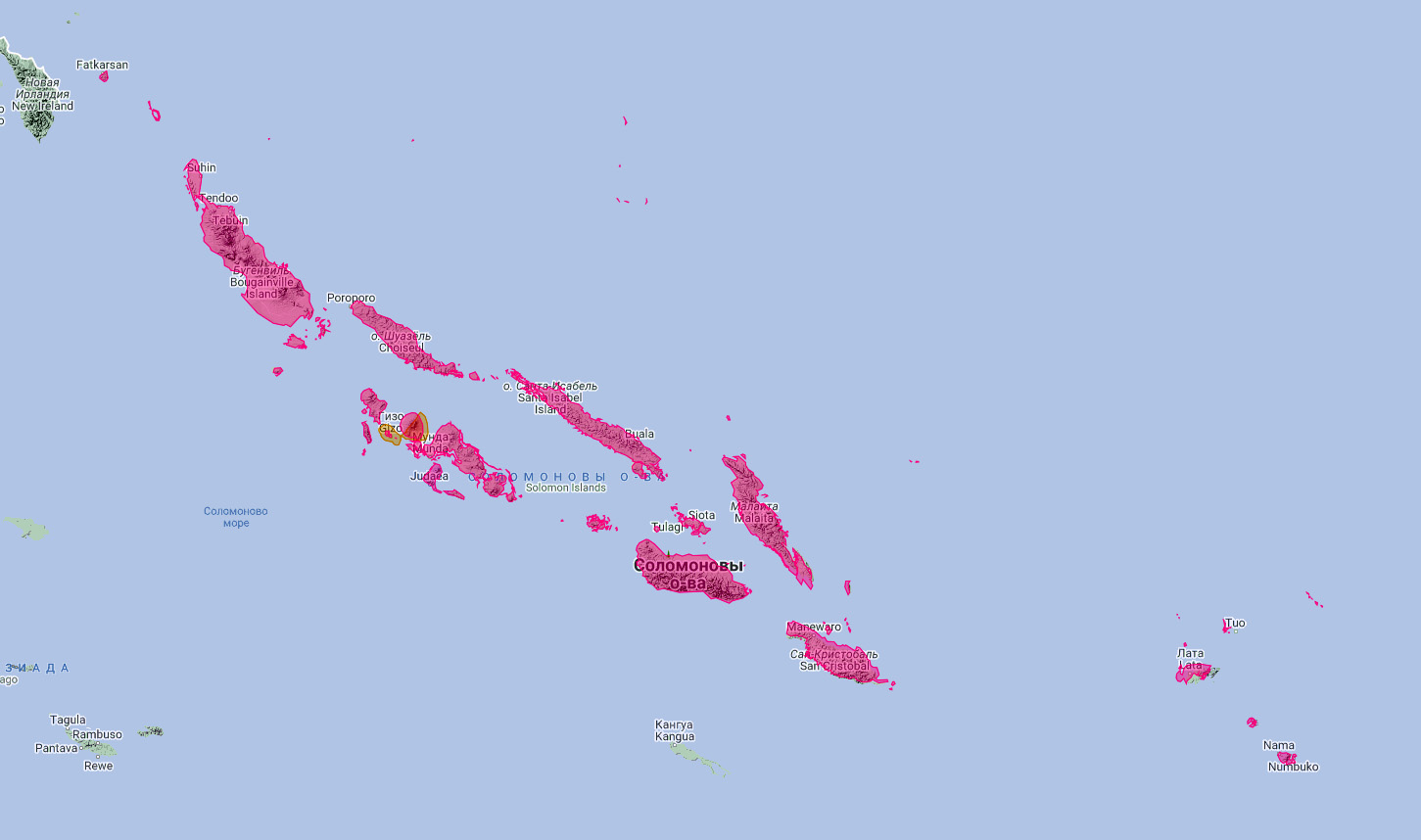 Сорочий ястреб (Accipiter albogularis) Ареал обитания на карте