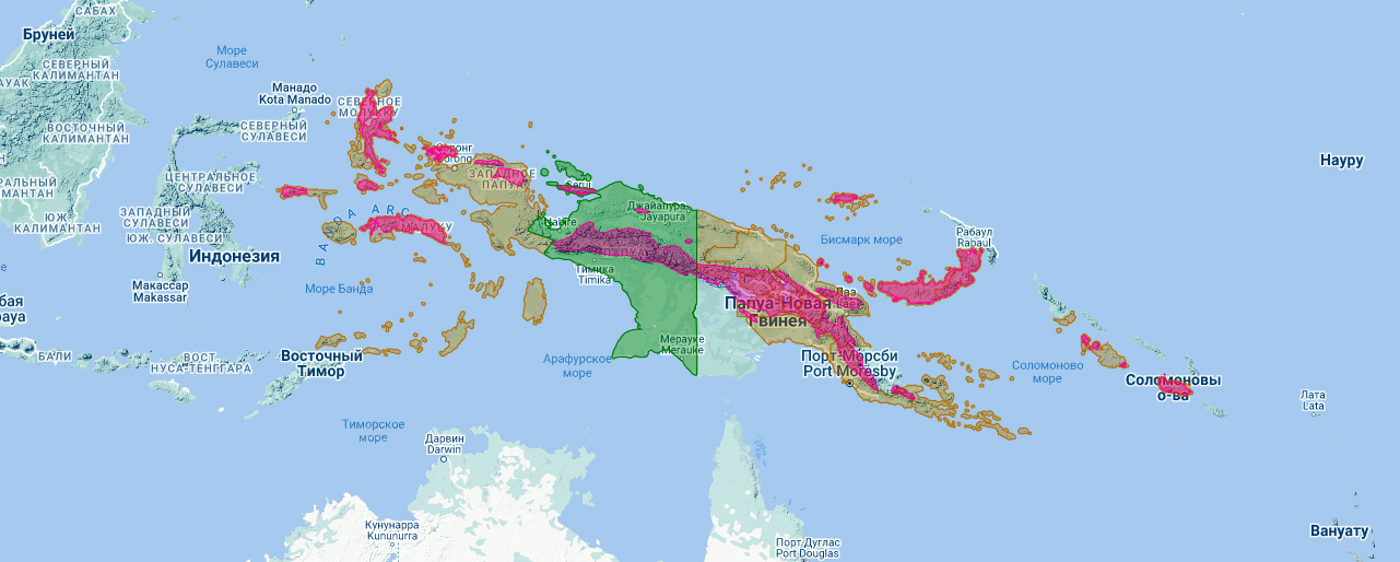 Мейеров ястреб (Accipiter meyerianus) Ареал обитания на карте