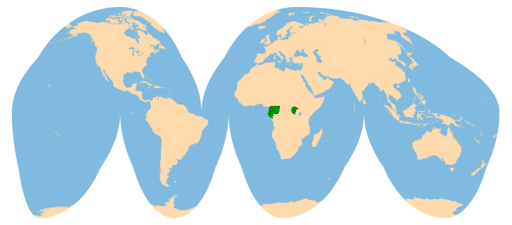 Cephalophus leucogaster Ареал обитания на карте