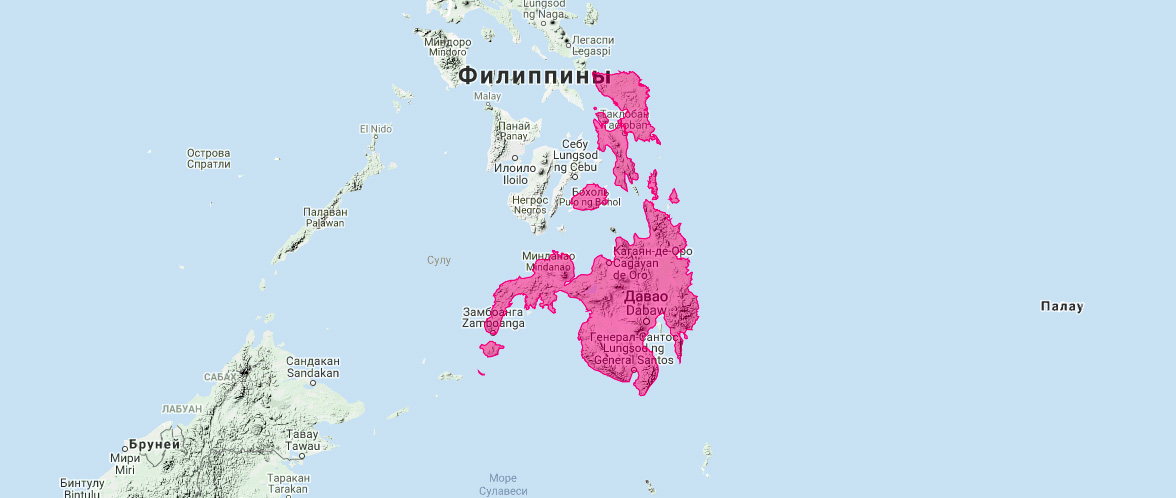 Филиппинский шерстокрыл (Cynocephalus volans) Ареал обитания на карте