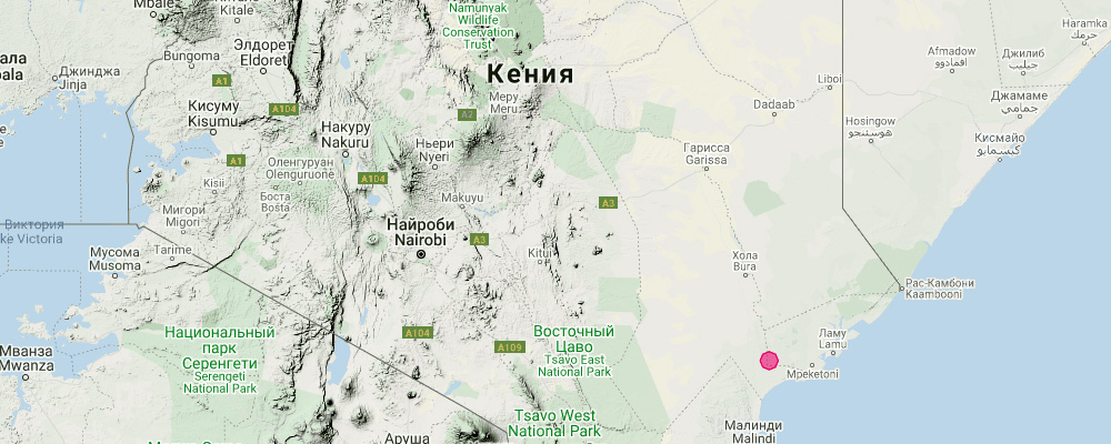 Кенийский выростогуб (Glauconycteris kenyacola) Ареал обитания на карте