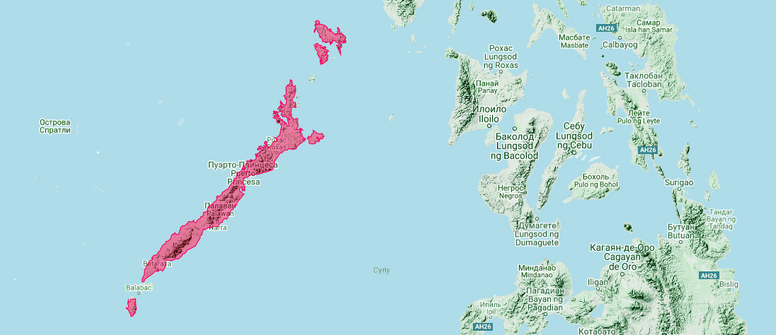Филиппинский ящер (Manis culionensis) Ареал обитания на карте