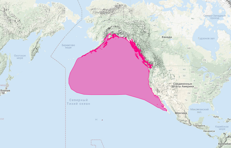 Северный морской слон (Mirounga angustirostris) Ареал обитания на карте