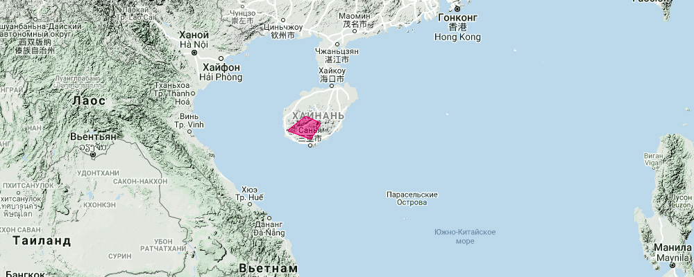 Хайнаньский ёж (Neohylomys hainanensis) Ареал обитания на карте