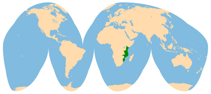 Neotragus moschatus Ареал обитания на карте