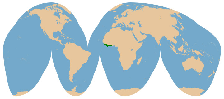 Neotragus pygmaeus Ареал обитания на карте