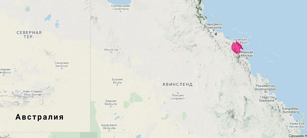 Валлаби Персефоны (Petrogale persephone) Ареал обитания на карте