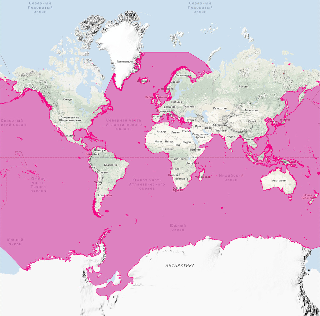 Кашалот (Physeter macrocephalus) Ареал обитания на карте