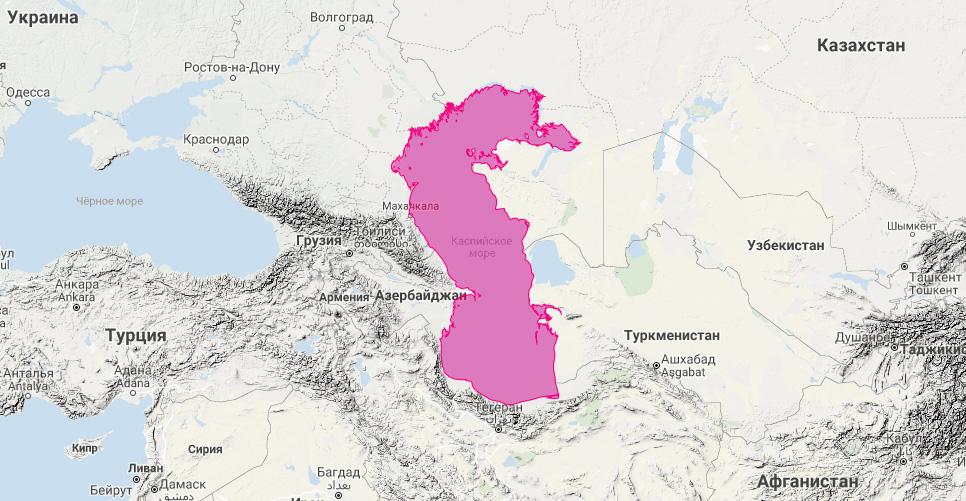 Каспийская нерпа (Pusa caspica) Ареал обитания на карте
