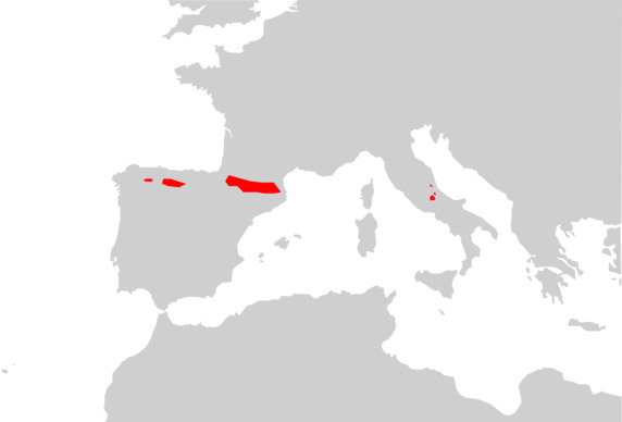 Rupicapra pyrenaica Ареал обитания на карте