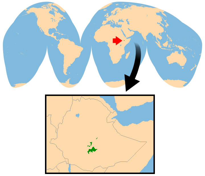Tragelaphus buxtoni Ареал обитания на карте