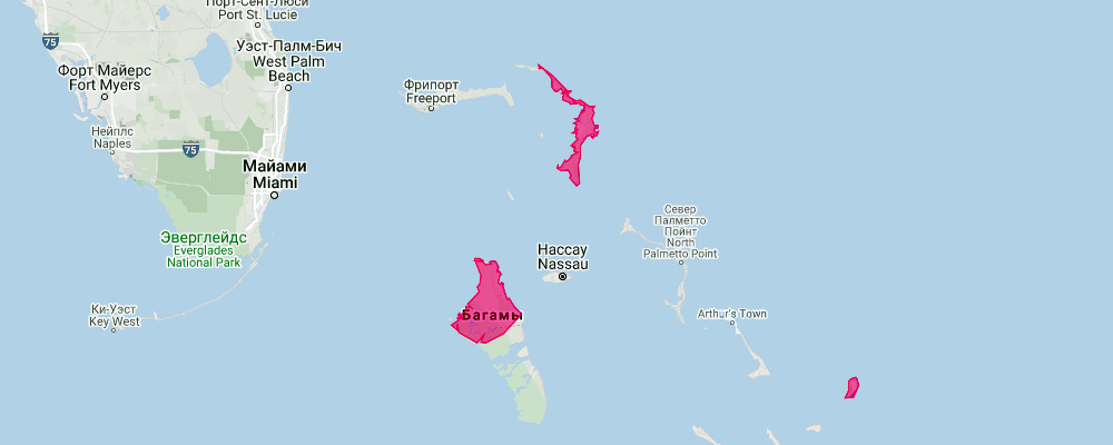 Багамский воронкоух (Chilonatalus tumidifrons) Ареал обитания на карте