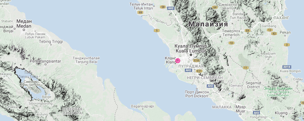 Малайзийский листонос (Hipposideros nequam) Ареал обитания на карте