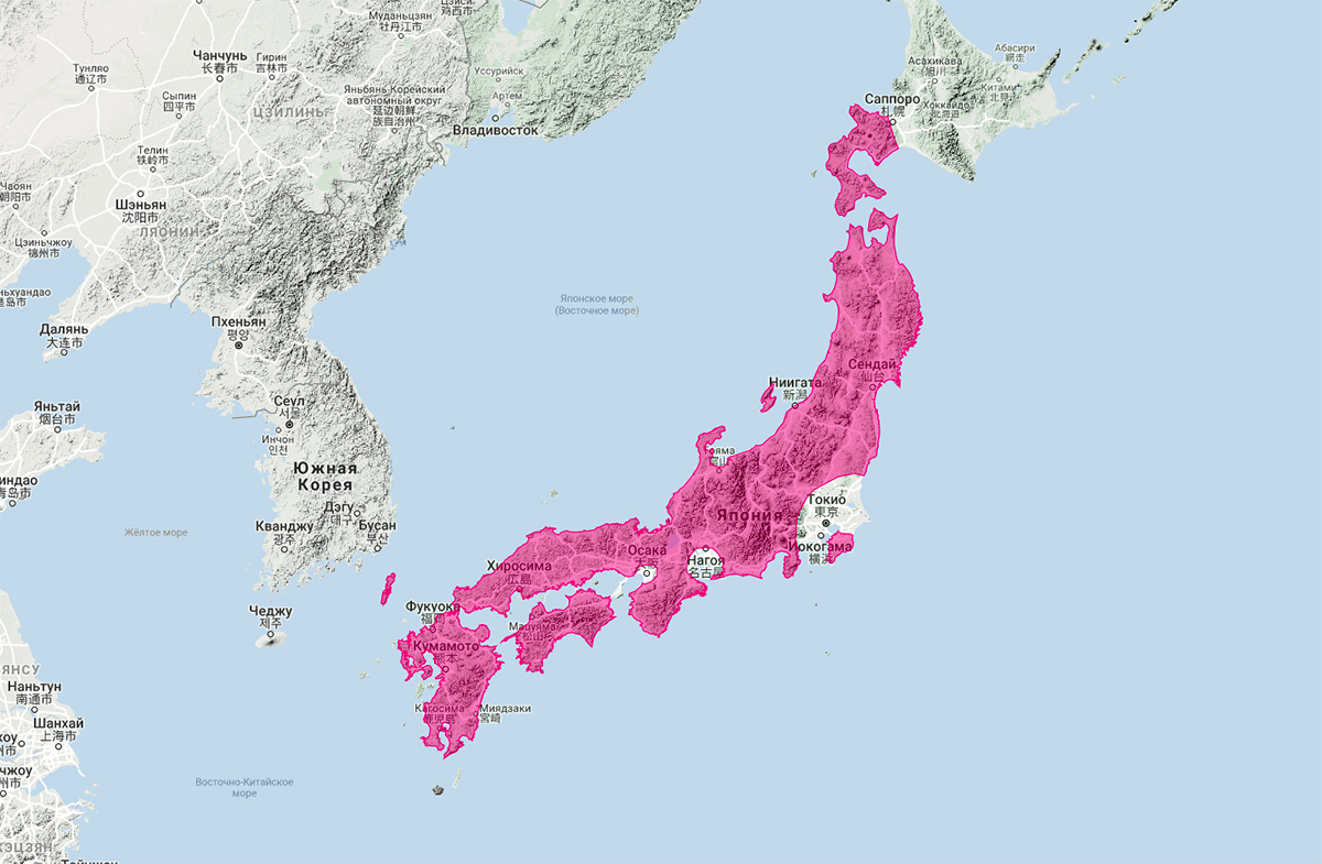 Японский соболь (Martes melampus) Ареал обитания на карте