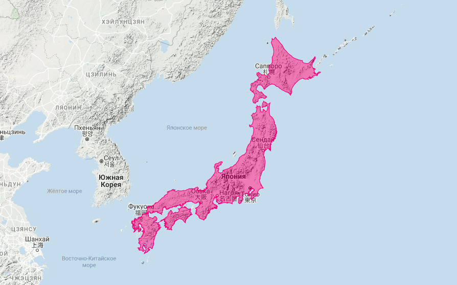 Итатси (Mustela itatsi) Ареал обитания на карте