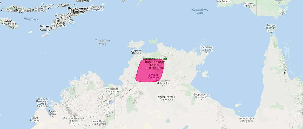 Kakadu Dunnart (Sminthopsis bindi) Ареал обитания на карте